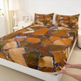 thumbnail image 5 of Manfei Terrazzo Tile Queen Sheets, Abstract Stone Mosaic Queen Sheet Sets, Brown Violet, 4 Pieces, 1 Flat Sheet, 1 Fitted Sheet and 2 Pillowcases, 5 of 6