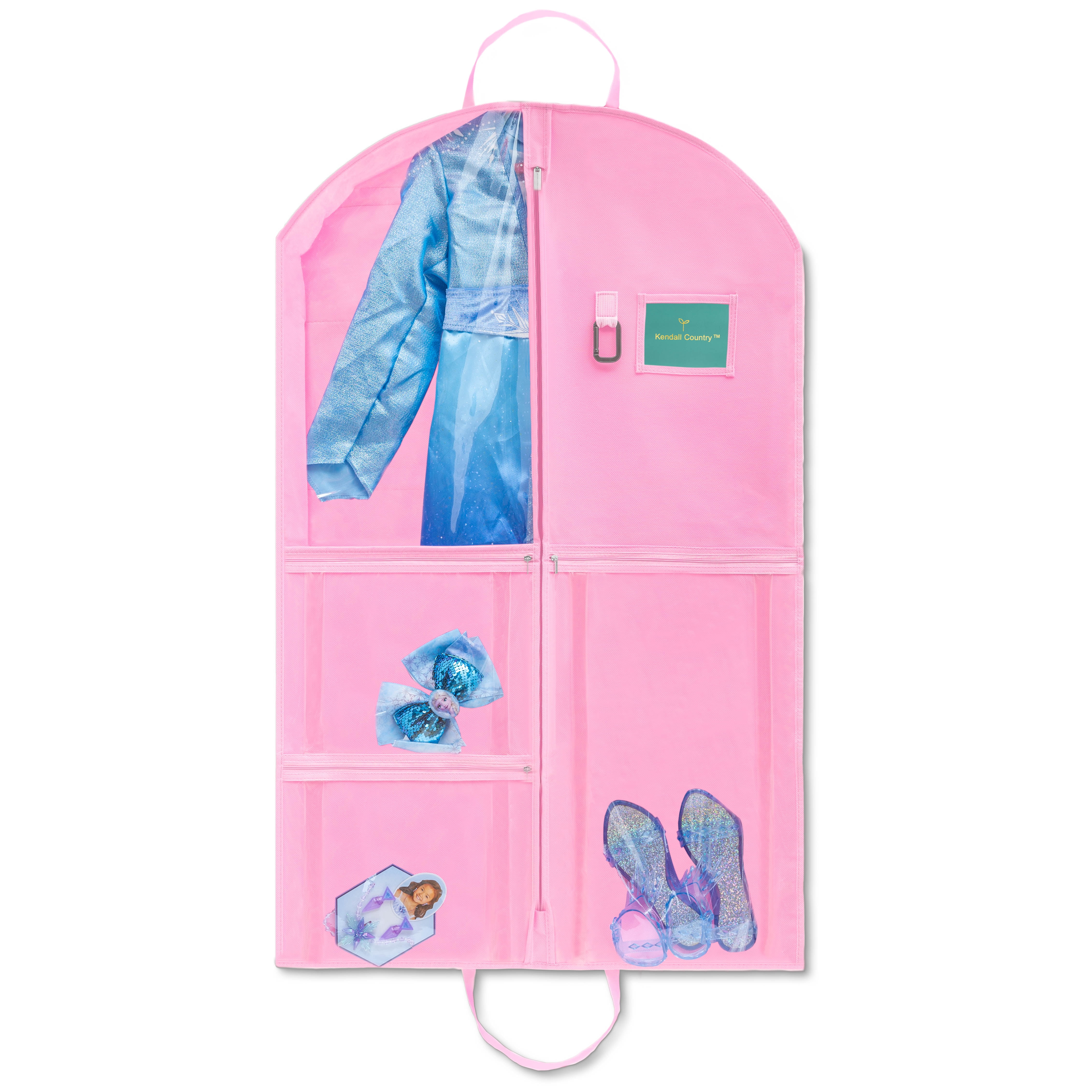 Kendall Country Dance Garment Bag Costume Organizer for Dancers, Beauty Pageants, Sports, Gymnasts, Figure Skaters, Travel and more - Cotton Candy Pink 40 inch Long