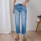 thumbnail image 1 of WILLBEST Pantalones Casuales de Mujer, Cintura Alta, Pierna Recta, Mezclilla Desgastada, Diseño Desgastado para Comodidad Diaria, Versátiles, Moda Primavera Verano Otoño Extra Grande, 1 of 4