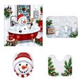 thumbnail image 3 of Clearance! 4Pcs Christmas Shower Curtain Bathroom Set, Funny Cute Snowman Bathtub Print Waterproof Shower Curtain, Non Slip Rugs, Toilet Seat Cover, Holiday Home Decor with 12 Hooks, 3 of 7