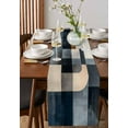 thumbnail image 2 of Hokiten Table Runners 108 Inches Long Dress Scarves, Abstract Oil Painting Farmhouse Coffee/Dining/Kitchen Table Runner for Living Room, Farmhouse Black Blue Geometric 13x108 Inch, 2 of 7