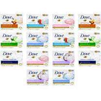Dove, Beauty Bar Soap Variety Pack of 14, Go Fresh, Shea Butter, Coconut Milk, White, Pampering, Restoring, Exfoliating - 90g (7 Scents, 2 of Each)