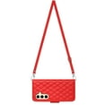 thumbnail image 3 of SaniMore Case for Samsung Galaxy S23, PU Leather 3D Lattice Stylish for Girls Crossbody Lanyard Flip Kickstand Card Slots Cash Pocket Magnetic Clasp Full Protective Shockproof Wallet Shell, Red, 3 of 9