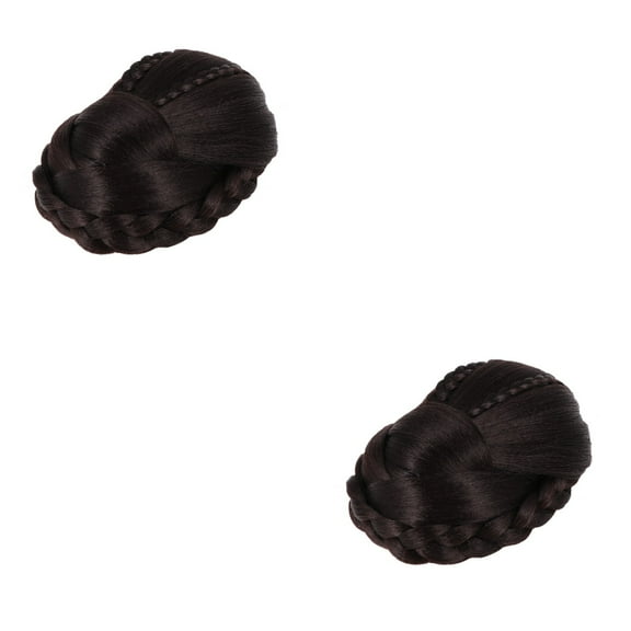 Set of 2 Hair Chignon Wig Bridal Bun Hairpiece Braid Natural Bride