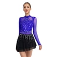 thumbnail image 1 of HULIJA Robe de Patinage Artistique pour Femmes Manches Longues en Mesh avec Strass Compétition de Danse Bleu Royal TG, 1 of 7