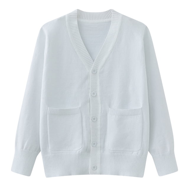 Cardigan Tricoté à Col en V pour Enfants en Coton avec Poches pour Garçons et Filles