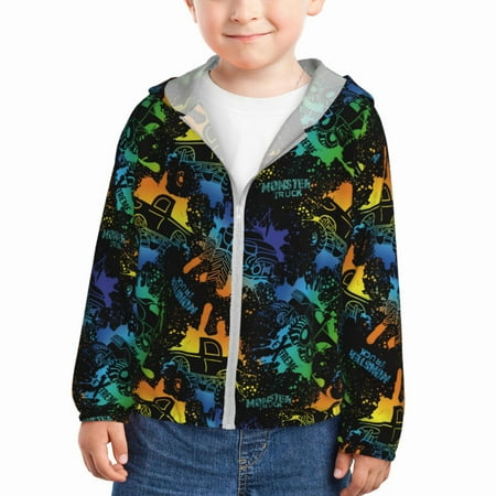 

Gaeub Retro Truck Print Athletic Sun Protection Hoodie for Kids Long Sleeve Outdoor UV Shirt Running Fishing Top for Boys Girls-2 Years