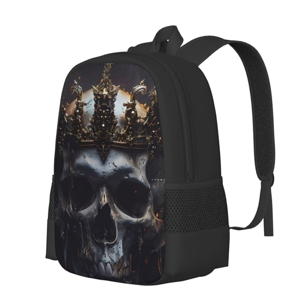 Disketp Royal Skull With Golden Crown Mochila Minimalista de Gran Capacidad, Mochila de Viaje para Escuela, Trabajo o Uso Diario