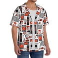 thumbnail image 4 of Vsdgher Modern Life Print Men's Wrinkle Free Untucked Cuban Shirt Business Casual Button Down Shirts Short Sleeve Shirt, 4 of 7