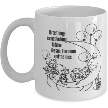 

Inspirational Moon Mug saying Three Things Cannot Be Long Hidden Classic Creative Coffee Tea Cup