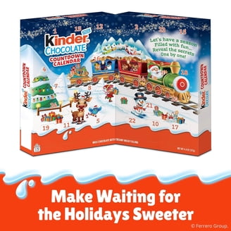 Kinder Mini Santa Advent Calendar 135g - Pack Of 2, Includes 12 Chocolate & 12 Cereal Treats Behind Each Window