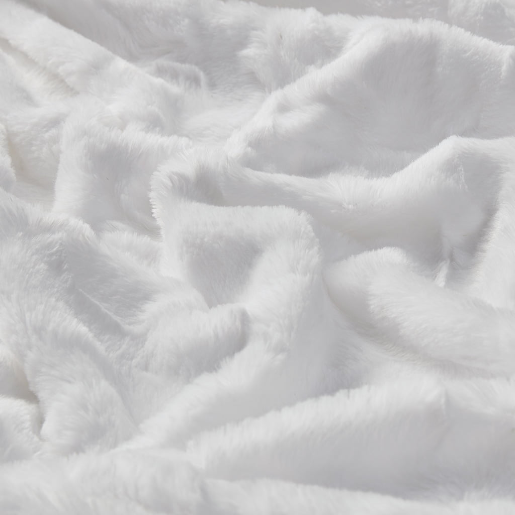 Yoneston Modern Faux Fur Throw Blanket, 70" x 60" Ultra Soft Warm Fleece Blanket for Winter, School, Bedroom and Christmas Gift-White