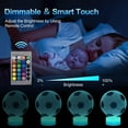 thumbnail image 5 of Lámpara 3D de ilusión óptica de fútbol, luz nocturna para niños y niñas, 16 colores regulables con control remoto y botón táctil, funciona con USB y pilas, regalo para entusiastas del deporte, 5 of 5