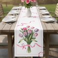 thumbnail image 4 of Pink Tulip Floral Table Runner - 120 Inch Long Spring Flowers Romantic Modern Art Cotton and Linen Blended Dress Scarves Farmhouse Table Runner for Kitchen Dining, Coffee Table, 13" x 120", 4 of 8