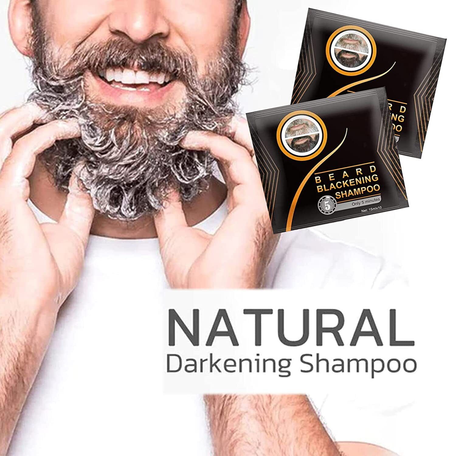 10pcs Beard Hair Color Dye Shampoo Natural Men Mustache Dying Black Darkening Shampoo