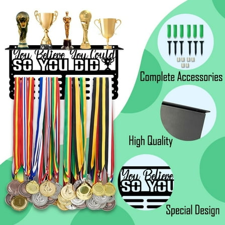 Trophy and Medal Display Shelf with Hooks So You Did Medal Hanger Medal Display Rack Metal Trophy Shelf Wall Mount Tiered Award Rack