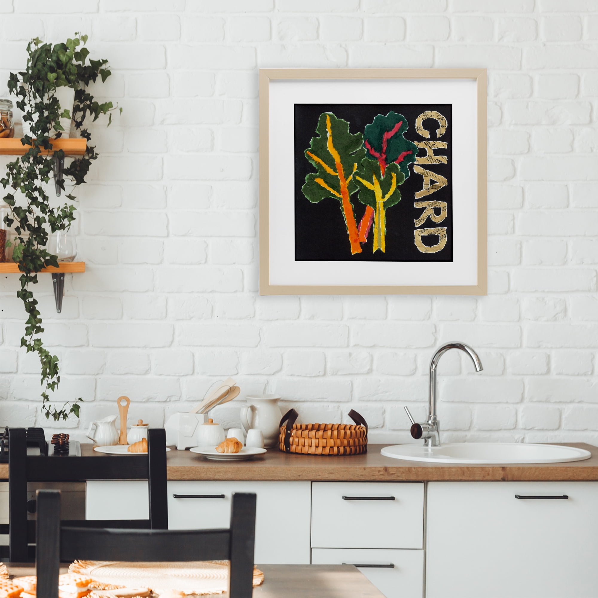Stupell Industries Chard Leafy Vegetable Birch Framed Print Under Glass, design by Nancy Overton