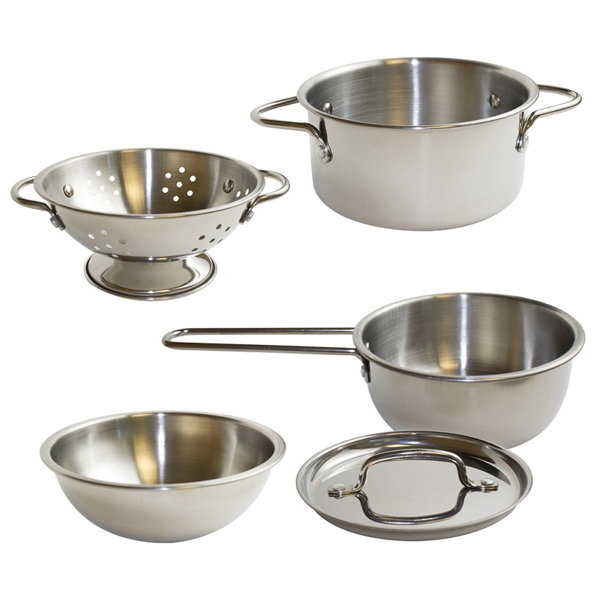 PopOhVer Deluxe Pots & Pans Set 12 Piece Playset - Stainless Steel