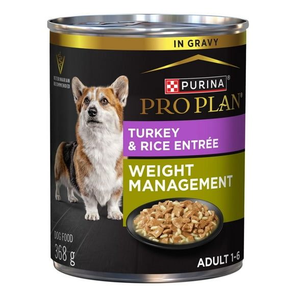 Purina Pro Plan Contrôle du Poids Entrée de Dinde et Riz Morceaux en Sauce, Nourriture Humide pour Chiens 368 g