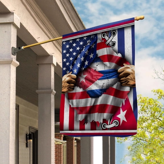 Flags Proud Cuban American Flag Ripped flag Cuba strong Garden Flag, Double-Sided Decorative Outdoor Flag, Patriotic Polyester Yard Flag 12 x 18 in