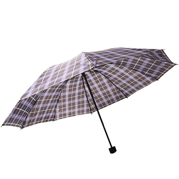 10-Rib Classic Plaid Umbrella - Windproof & Rainproof
