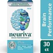 NEURIVA Plus Brain Performance (30 Count), Brain Support Supplement with Clinically Proven Natural Ingredients 1 ea (Pack of 3)