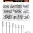 thumbnail image 1 of shiyou-560Pcs Silver Aluminum Pop Rivets Kit, 8 Size Blind Rivet Fasteners with 3 Size Backup Washers Assortment Kit for Aviation Automobile Furniture Use, 1 of 4