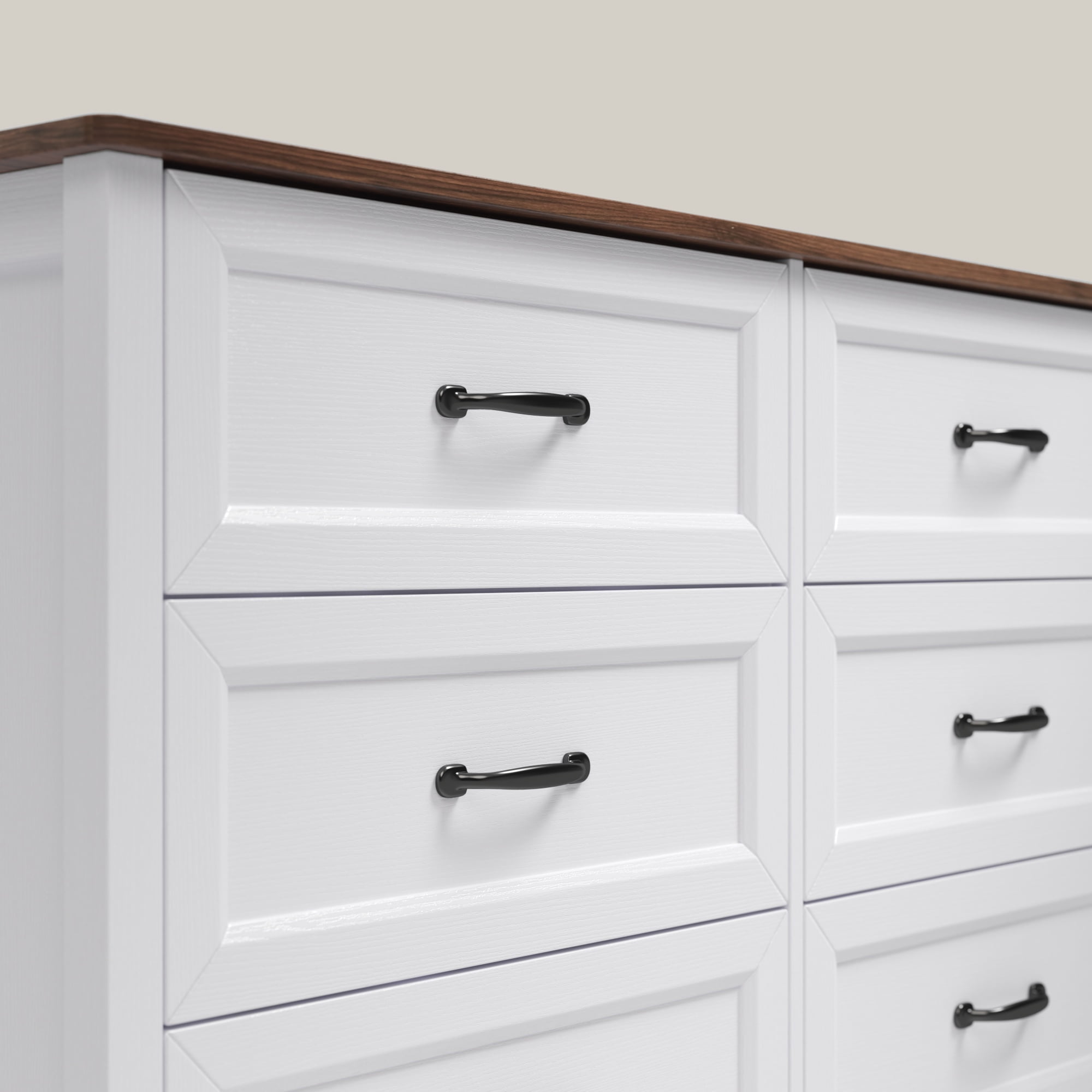 Aiho 6-Drawer Double Dresser - Modern Wood Chest with Anti-Tip Safety, Cutout Handles & Smooth Gliding Drawers | Nursery, Kids & Bedroom Storage - White
