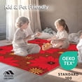 thumbnail image 4 of ODIKA 3'x5' Machine Washable Non-Slip Area Rug, Vintage Poinsettia Bloom Pathway with Golden Stars High Traffic Rug with Pad, Red, 505536, 4 of 8