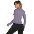 thumbnail image 6 of Bkul Women’s Workout Jacket Yoga Running Slim Fit Stretchy Full Zip Athletic Jackets Cropped Top with Thumb Holes Purple XL, 6 of 6