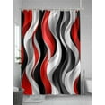 thumbnail image 5 of Shower Curtains Abstract Red Grey Black Striped Bath Curtain Modern Art Waterproof Bathroom Shower Curtain Set with Hooks Decoration 72 x 84 Inches, 5 of 7