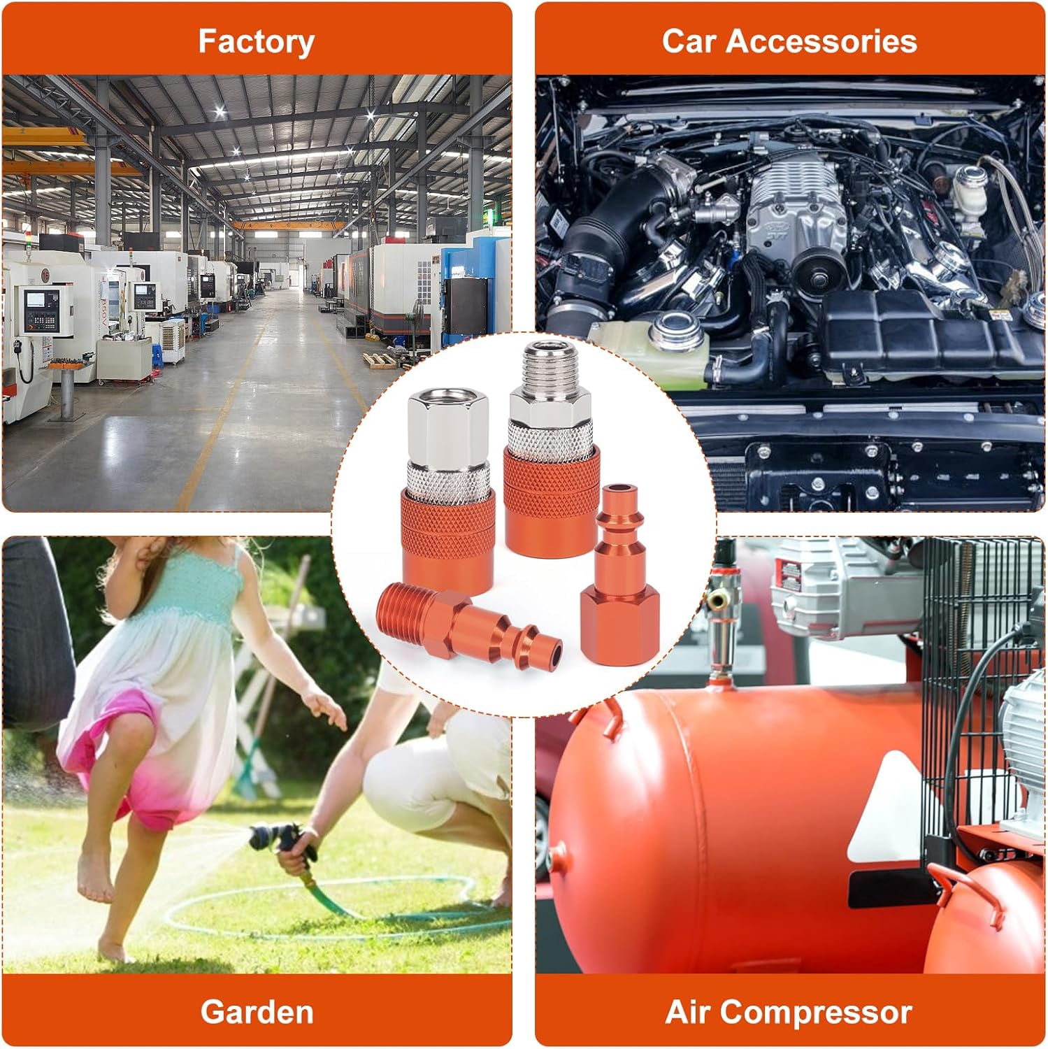 MKEUDQ-1/4 Quick Connect Fittings Industrial Air Coupling 1/4" Basic Flow Quick Connect Air Coupler Brass Air Compressor Accessories Fitting Hose Quick Connect Fitting 10Pieces
