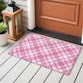 thumbnail image 5 of 2x3 Washable Entryway Rug, White Pink Check Non-Slip Area Rug for Front Door Kitchen Bathroom, Modern Pink Theme Simple Indoor Floor Mat for Home Decor, 5 of 9
