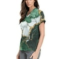 thumbnail image 2 of Plus Size Scrubs for Women Stretch,Floral Print Medical Tops - Moisture-Wicking V-Neck Scrub Top with Cargo Pockets - Green - L, 2 of 4
