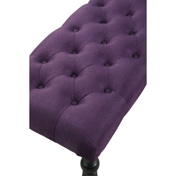 Newboti Furniture Leviton Fabric Tufted Turned Leg Dining Bench, Purple 75428