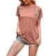 thumbnail image 2 of Camiseta de mujer con estampado de manga corta, cuello redondo, camiseta informal de verano, marrón, XL sidaley AP001232-16, 2 of 7