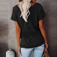 thumbnail image 3 of XFLWAM 2023 Women Summer Tops Short Sleeve Solid Color T-Shirts Tees Raglan Casual Loose Fit Tunic Tops Black M, 3 of 5