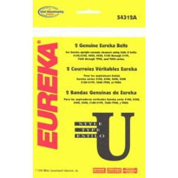 Compatible with Eureka Style "U" Belts. Compatible with Eureka Part #54312B - 2/pk