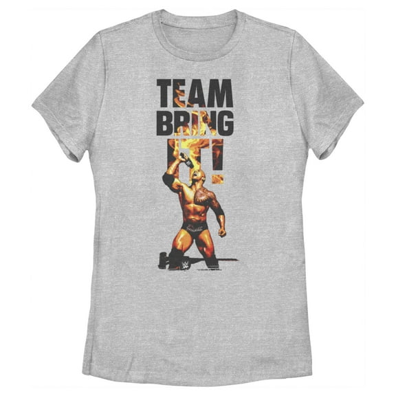 Women's WWE The Rock Team Bring It Graphic Crop T-Shirt Athletic Heather 2X Large