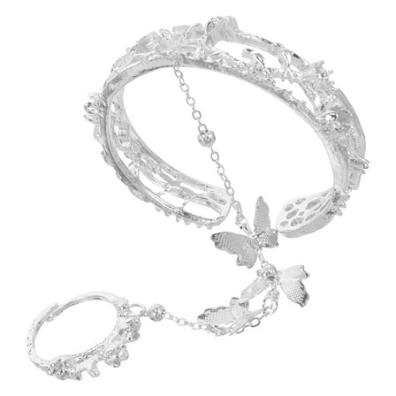 Silver Butterfly Bracelet Rings Chained Woman Bracelets Jewelry Hand Miss