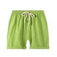 thumbnail image 2 of WOLLED 2-13 Years Boys Girls Cotton Linen Shorts for Kids Toddler Drawstring Elastic Waist Casual Shorts Baby Solid Color Summer Shorts, 2 of 11