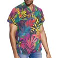 thumbnail image 3 of Garronmavis Couples Vacation Outfits Matching Sets Short Sleeve Shirt for Men Colorful Leaves Lightweight Button Down Shirts and Women's Tank Dress Soft Hawaiian Sundress Size L, 3 of 7