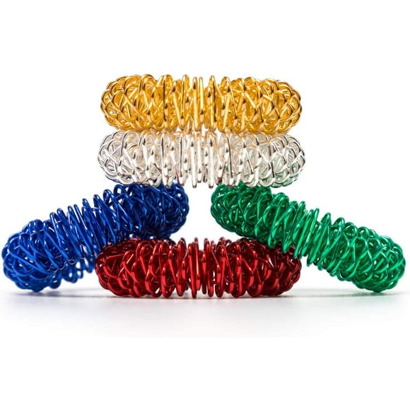 Pack of 5 Spiky Sensory Finger Acupressure Massage Rings, Silent Grand Fidget Sensory Toy