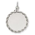 thumbnail image 1 of 14k White Gold Solid .013 Gauge Round Engravable Disc with Rope Charm Pendant, 1 of 1