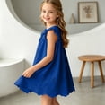 thumbnail image 4 of Ulanda Girls Sleeveless Bowknot Dress Scalloped Hem Casual Dresses 2026 Fashion Summer Twirl Dress for Toddler Kids (Blue, 6-9 Months), 4 of 7