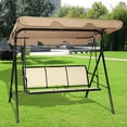 thumbnail image 1 of Costway 3 Person Outdoor Patio Swing Canopy Awning Yard Furniture Hammock Steel Beige, 1 of 6