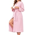 thumbnail image 4 of UVN Long Robes for Women Long Sleeve Kimono Bathrobe Waffle Knit Wrap Robe Soft Cozy Lightweight Sleepwear Nightgown with Pockets, 4 of 9