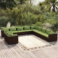 thumbnail image 1 of vidaXL 11 Piece Garden Lounge Set with Cushions Brown Poly Rattan, 1 of 4
