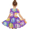 thumbnail image 4 of Fjofpr Girls Dresses Clearance $ 10.00 Girls Short Sleeve Printed Stretchy Dress A Line Twirly Skater School Recital Dress Short Sleeve Round Neck Dress（4-14Years）, 4 of 5