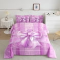 thumbnail image 2 of Manfei Kids Children Cartoon Ribbon Bow-Tie Full Size Comforter Sets 3-Piece,Love Heart Print Bedding Comforter Set,Geometric Stripes Lightweight Bedding Sets,Breathable Home Decor,Reversible, 2 of 8
